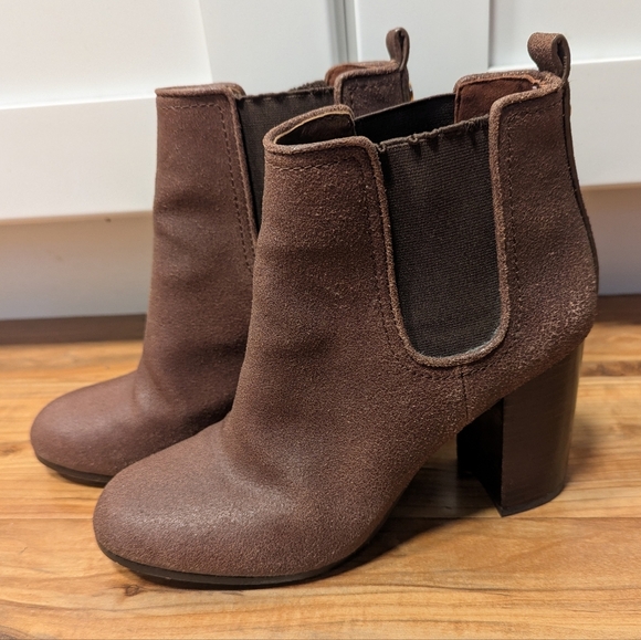 Tory Burch Leather Chelsea Boot Mocha Brown Heel Booties Women's 7 Western Boho - Picture 4 of 12